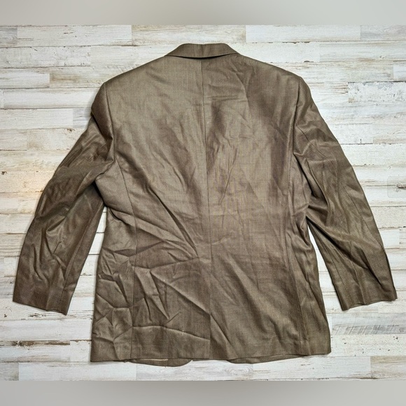 Stafford 44R Brown Shepherds Check Tweed Silk Wool Mens Blazer Jacket Sport Coat - Picture 6 of 12